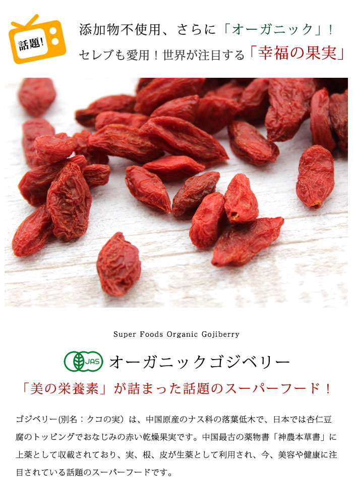 有機JAS 有機ゴジベリー 100g 中国（チベット）産 オーガニック クコの実__ 【ママパンWEB本店】小麦粉と優れた食材をそろえるお店